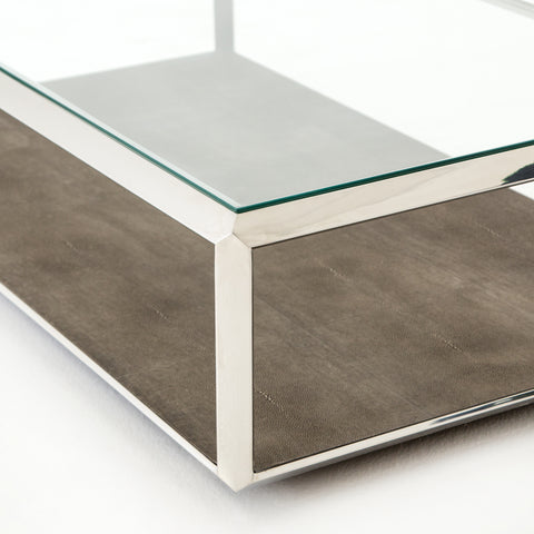 Shagreen Shadow Box Coffee Table-Brown