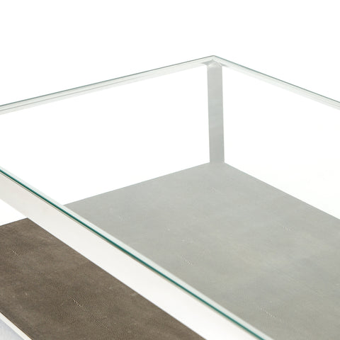 Shagreen Shadow Box Coffee Table-Brown