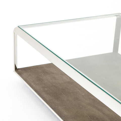 Shagreen Shadow Box Coffee Table-Brown