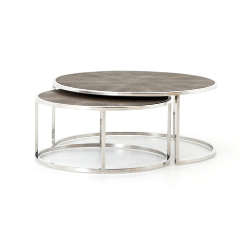 Shagreen Nesting Coffee Table - Stainless Steel