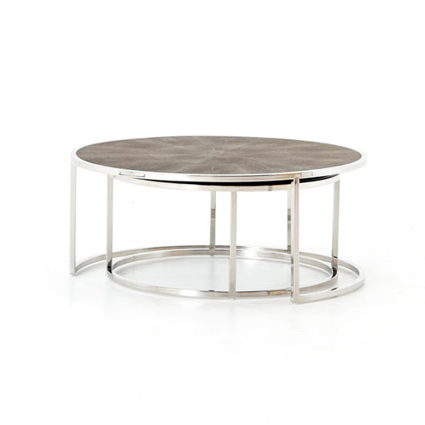 Shagreen Nesting Coffee Table - Stainless Steel
