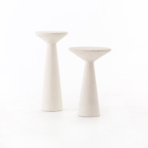 Ravine Concrete Accent Tables, Set Of 2 - Parchment White