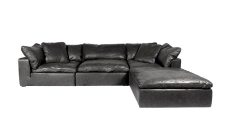 Clay Lounge Modular Sectional Nubuck Leather Black
