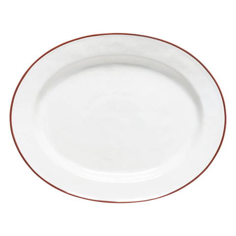 Beja  Oval platter - 40 cm | 16'' - White & red