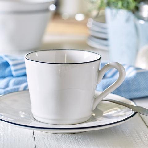 Beja  Tea cup and saucer - 0.19 L | 6 oz. - White & blue