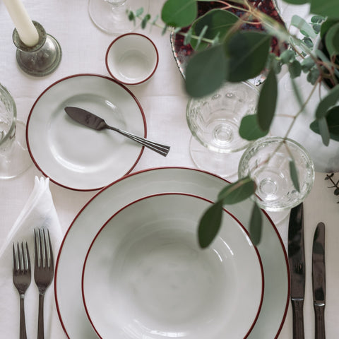 Beja  Ramekin/butter dish - 7 cm | 3'' - White & red