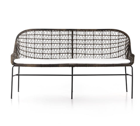 Bandera Outdoor Dining Bench with Cushion - Distressed Grey