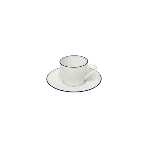 Beja  Tea cup and saucer - 0.19 L | 6 oz. - White & blue