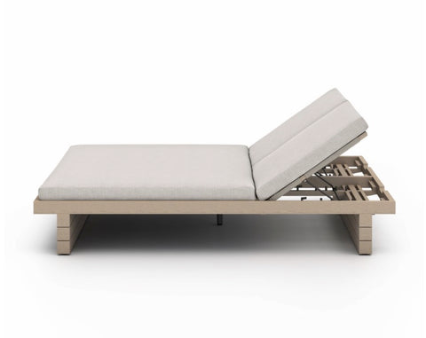 Leroy Outdoor Double Chaise-Brown/Stone Grey