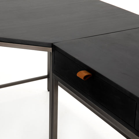 Trey Desk System w/ cabinet - Black Wash Poplar