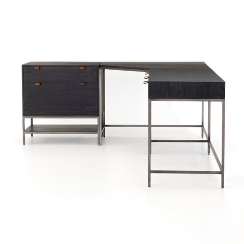Trey Desk System w/ cabinet - Black Wash Poplar
