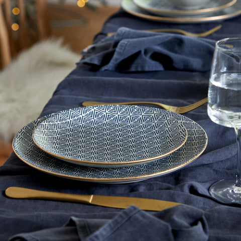 Augusta  Dinner plate - 27 cm | 11'' - Diamond weave-gold