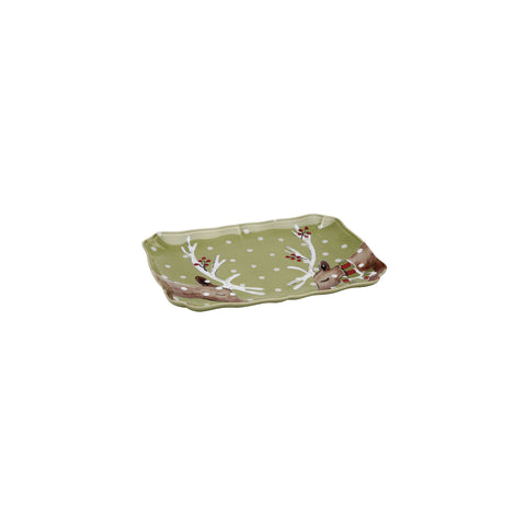 Deer Friends Rect. platter - 36 cm | 14'' - Green