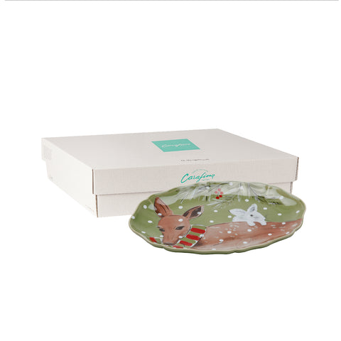 Deer Friends Oval platter - 32 cm | 13'' - Green