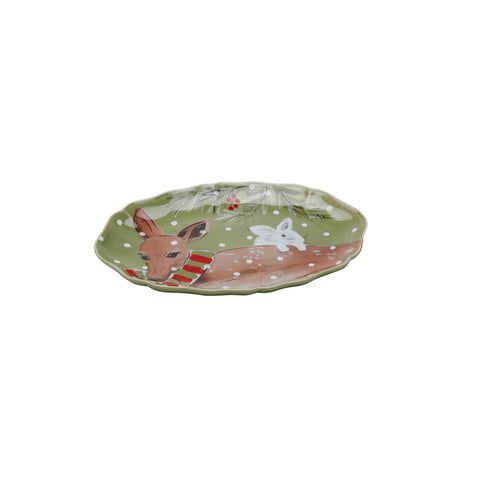 Deer Friends Oval platter - 32 cm | 13'' - Green