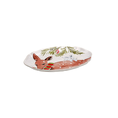 Deer Friends Oval platter - 32 cm | 13'' - White