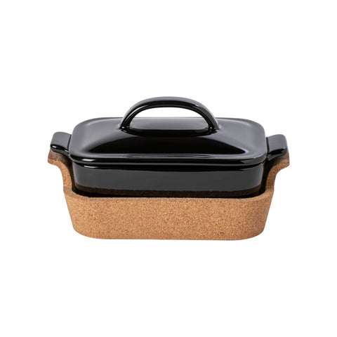 Ensemble Gift rect. cov. casserole w/ cork tray - 24 cm | 10'' - Black