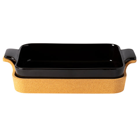 Ensemble Gift rect. baker w/ cork tray - 39 cm | 16'' - Black