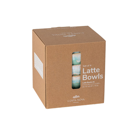 Latte Bowls  Set 4 latte bowls - 15 cm | 6'' - Aqua