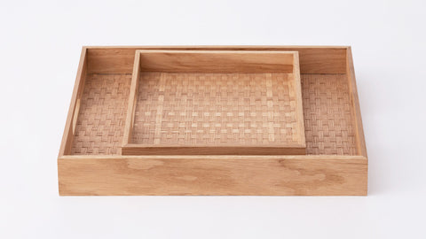 Weave tray - Square - Natural/ Walnut- IN STOCK