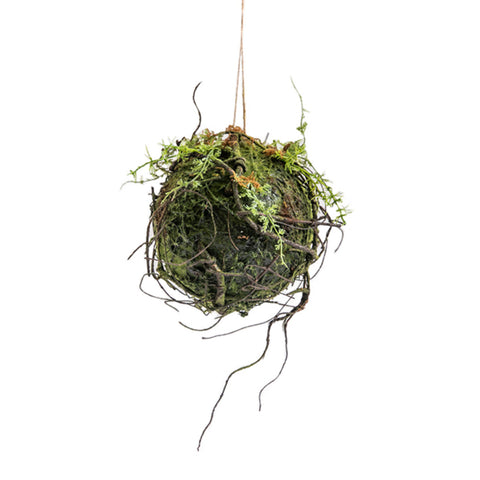 Hanging Ball with artificial moss and branches - Large - IN STOCK