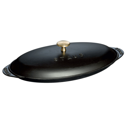 Cast Iron - 14.5" X 8" Covered Fish Pan - Black