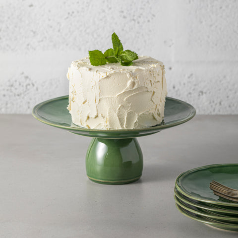 Fontana Footed plate - 28 cm | 11'' - Forest green