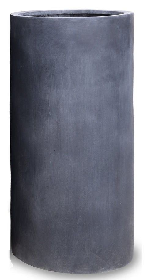 Fiberglass Cylinder Planter with Lead Finish - 20"W