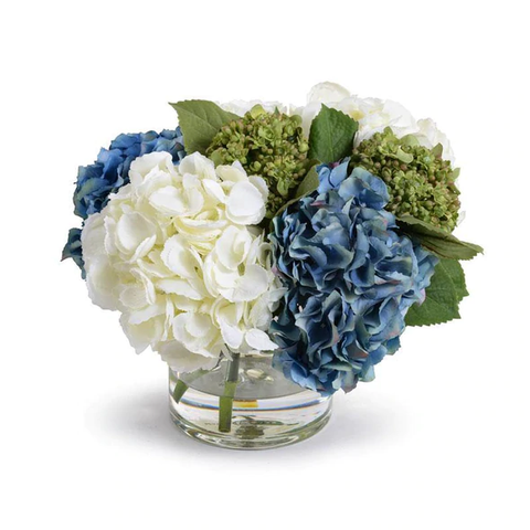 Hydrangea Bouquet in Glass Cylinder - Mixed