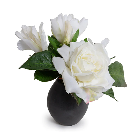 Gardenia, White Rose in Ceramic Egg Vase