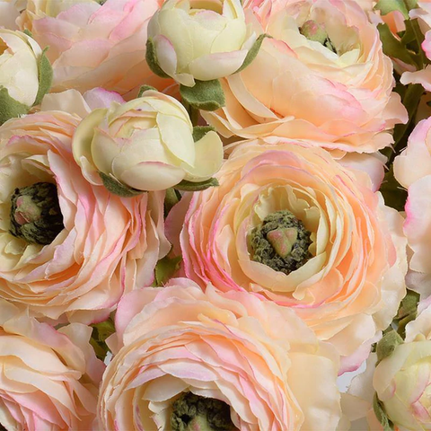 Ranunculus Bouquet in Glass - Peach
