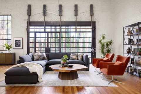 Westwood 4Pc RAF Sectional w/ Ottoman-Bennett Charcoal