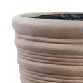 Ribbed Fiberglass Tapered Cylinder with Bronze Finish - 14" D