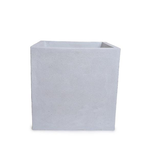 Fiberglass Cube Planter with Concrete Finish - 12"W