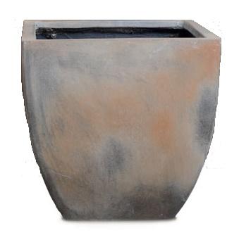 Fiberglass Square Planter with Bronze Finish - 21"W