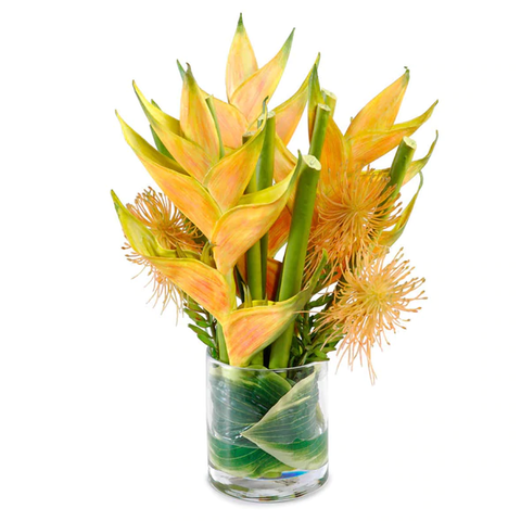 Heliconia in Glass - Yellow