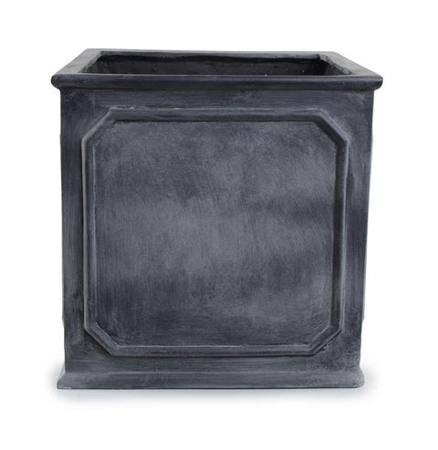 Bordered Fiberglass Cube Planter with Lead Finish - 20"W