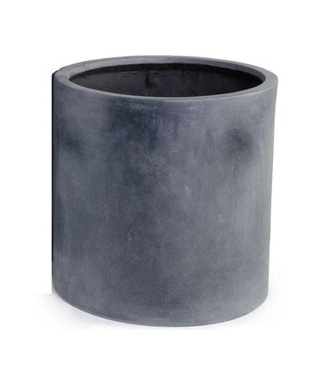 Fiberglass Cylinder Planter with Lead Finish - 16"D