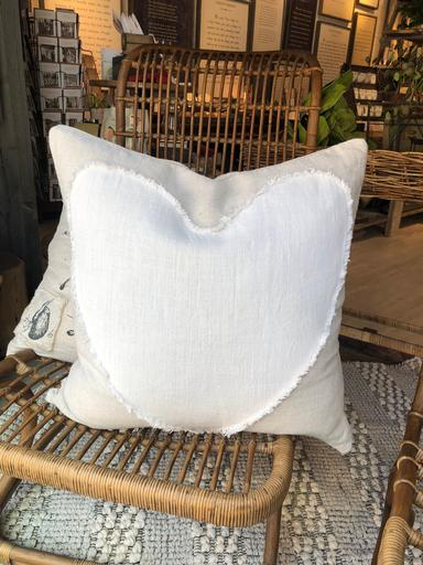 Heart Stitched Linen Pillow