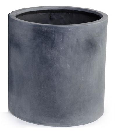 Fiberglass Cylinder Planter with Lead Finish - 20"D
