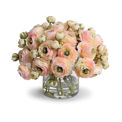 Ranunculus Bouquet in Glass - Peach