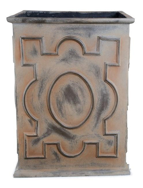Decorative Fiberglass Column Planter with Bronze Finish - 24"W