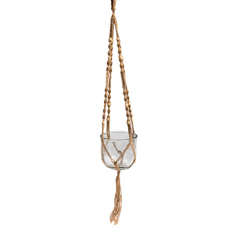 Macrame Hanging Planter with Glass Flower Pot