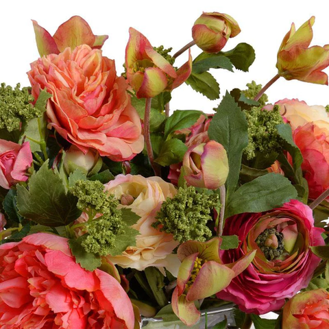 Mixed Flowers Arrangement in Glass Cube