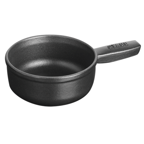 Cast Iron - 12-oz Mini Cheese Fondue Pot - Black