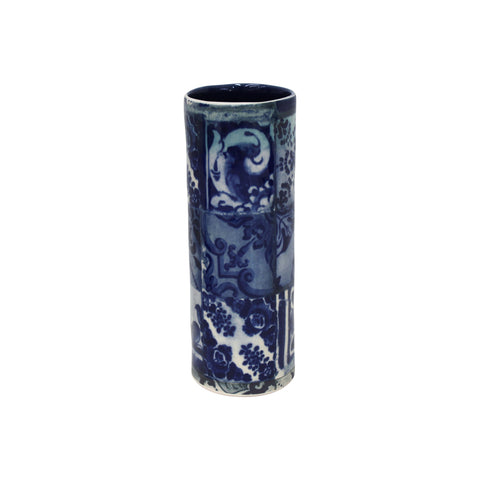 Lisboa  Cylinder vase - 25 cm | 10'' - Blue tile