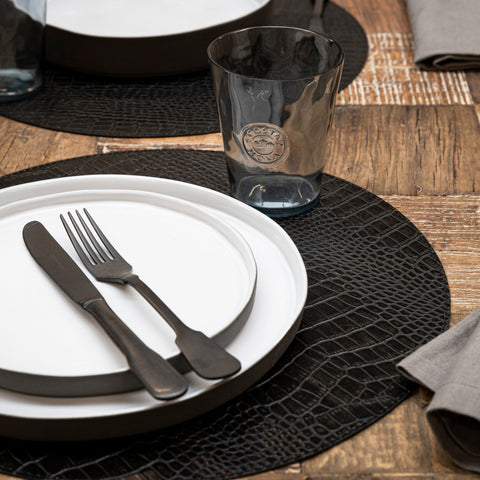 Placemats Collection - Club  Round placemat - 100% PU - Black