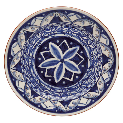 Alentejo Terracotta Round platter - 43 cm | 17'' - Blue-white