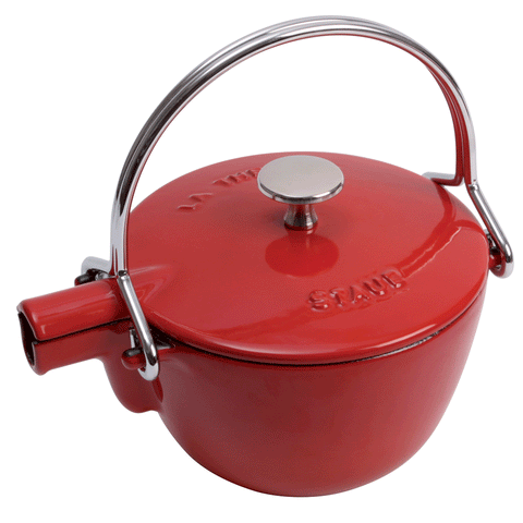 Cast Iron - 1-qt Round Tea Kettle - Cherry