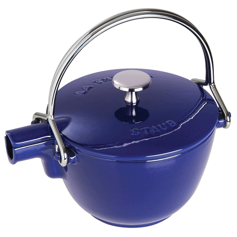 Cast Iron - 1-qt Round Tea Kettle - Dark Blue